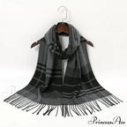 Plaid Print Cashmere Winter Pashmina Scarf with Tassels