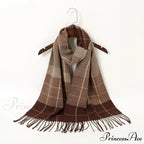 Plaid Print Cashmere Winter Pashmina Scarf with Tassels