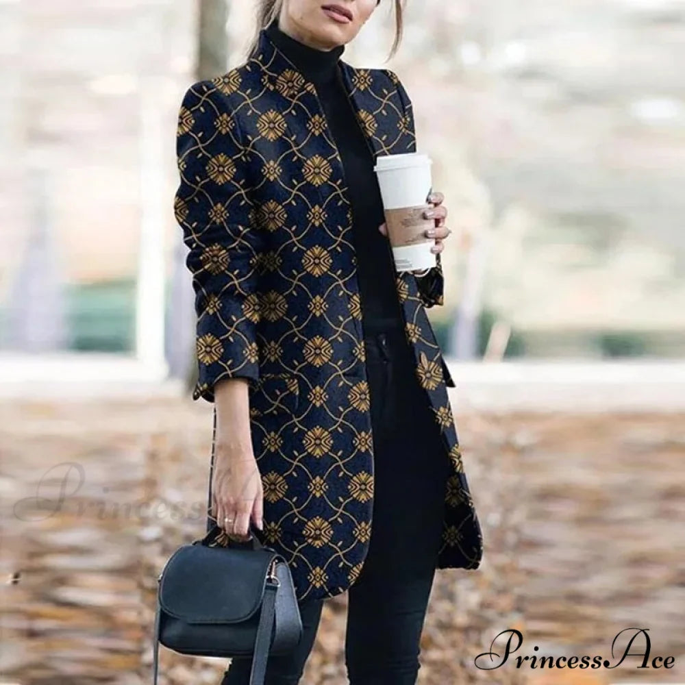 Plaid Printing Long Thin Coat