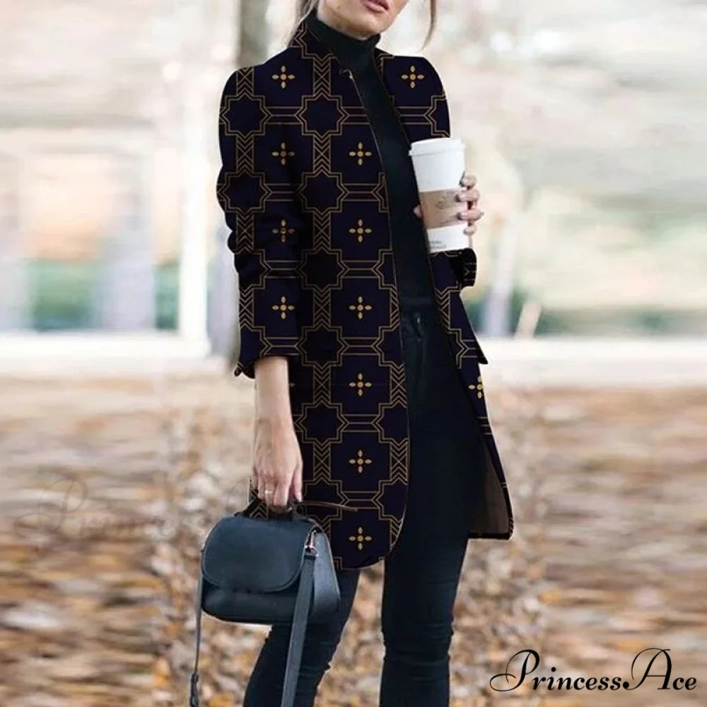 Plaid Printing Long Thin Coat