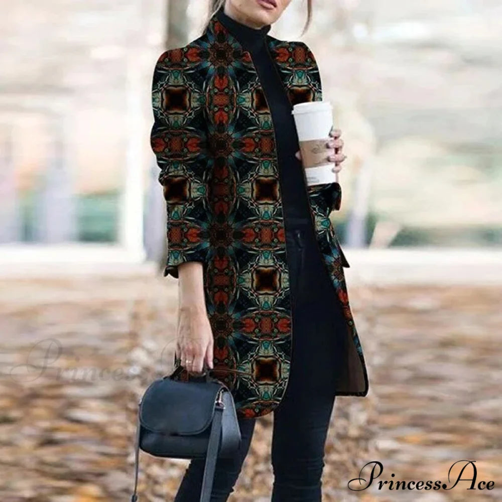 Plaid Printing Long Thin Coat