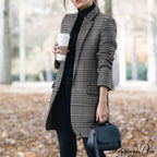 Plaid Printing Long Thin Coat