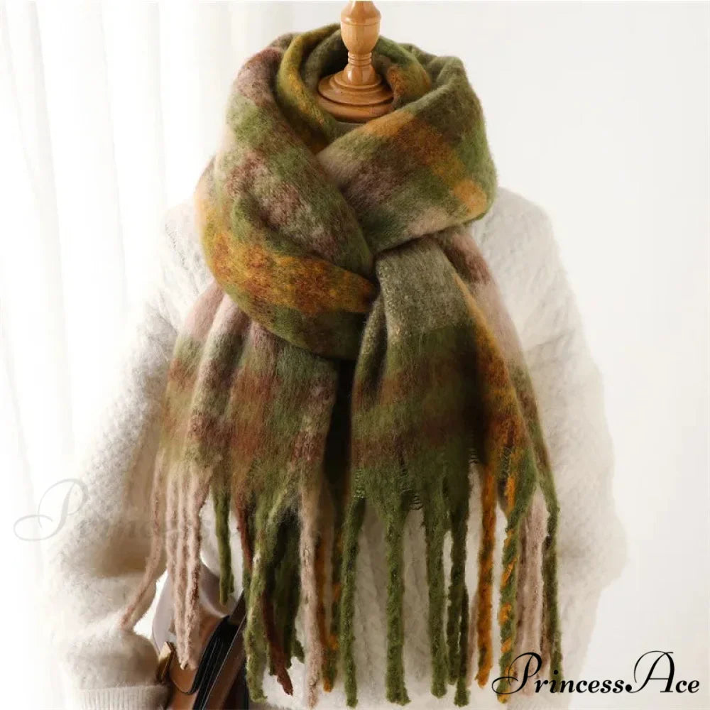 Plaid Striped Imitate Cashmere Outdoor Woman Scarf - Keep Warm and Soft Thick