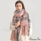 Plaid Striped Imitate Cashmere Outdoor Woman Scarf - Keep Warm and Soft Thick