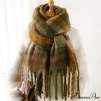 Plaid Striped Imitate Cashmere Outdoor Woman Scarf - Keep Warm and Soft Thick