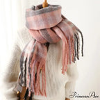 Plaid Striped Imitate Cashmere Outdoor Woman Scarf - Keep Warm and Soft Thick