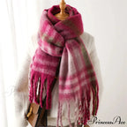 Plaid Striped Imitate Cashmere Outdoor Woman Scarf - Keep Warm and Soft Thick