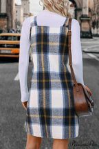 Plaid Tank Dress with V Neck