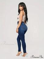 Plain High Waist Skinny High Rise Slim Fit Slash Pockets Casual Denim Jean