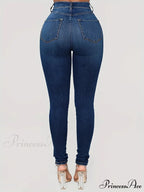 Plain High Waist Skinny High Rise Slim Fit Slash Pockets Casual Denim Jean