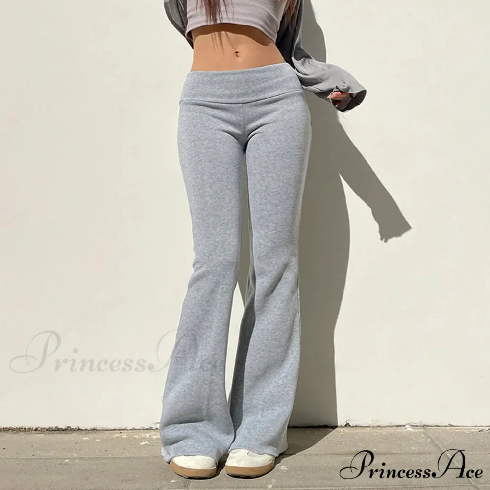 Plain Hue Flared Athletic Informal Trousers
