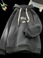 Pleasant Letter Print Cotton Fleece Hoodie