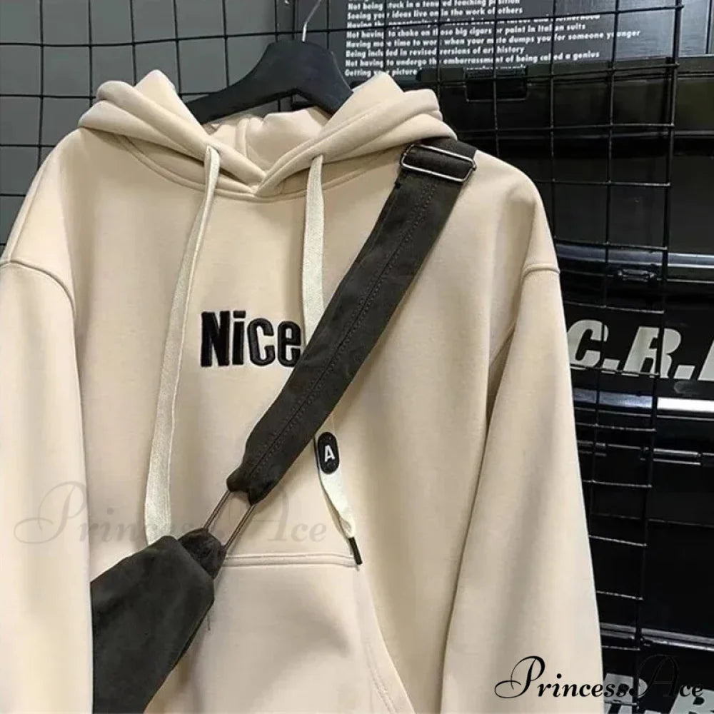 Pleasant Letter Print Cotton Fleece Hoodie