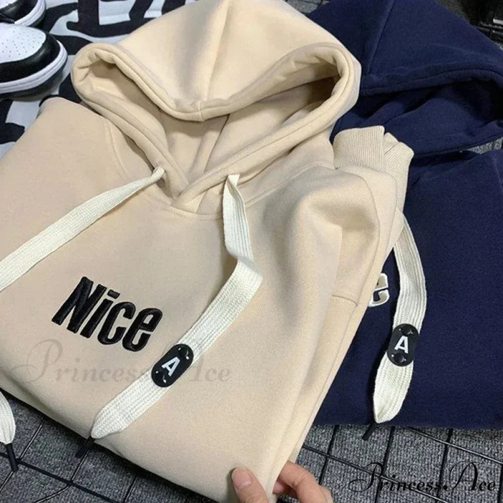 Pleasant Letter Print Cotton Fleece Hoodie