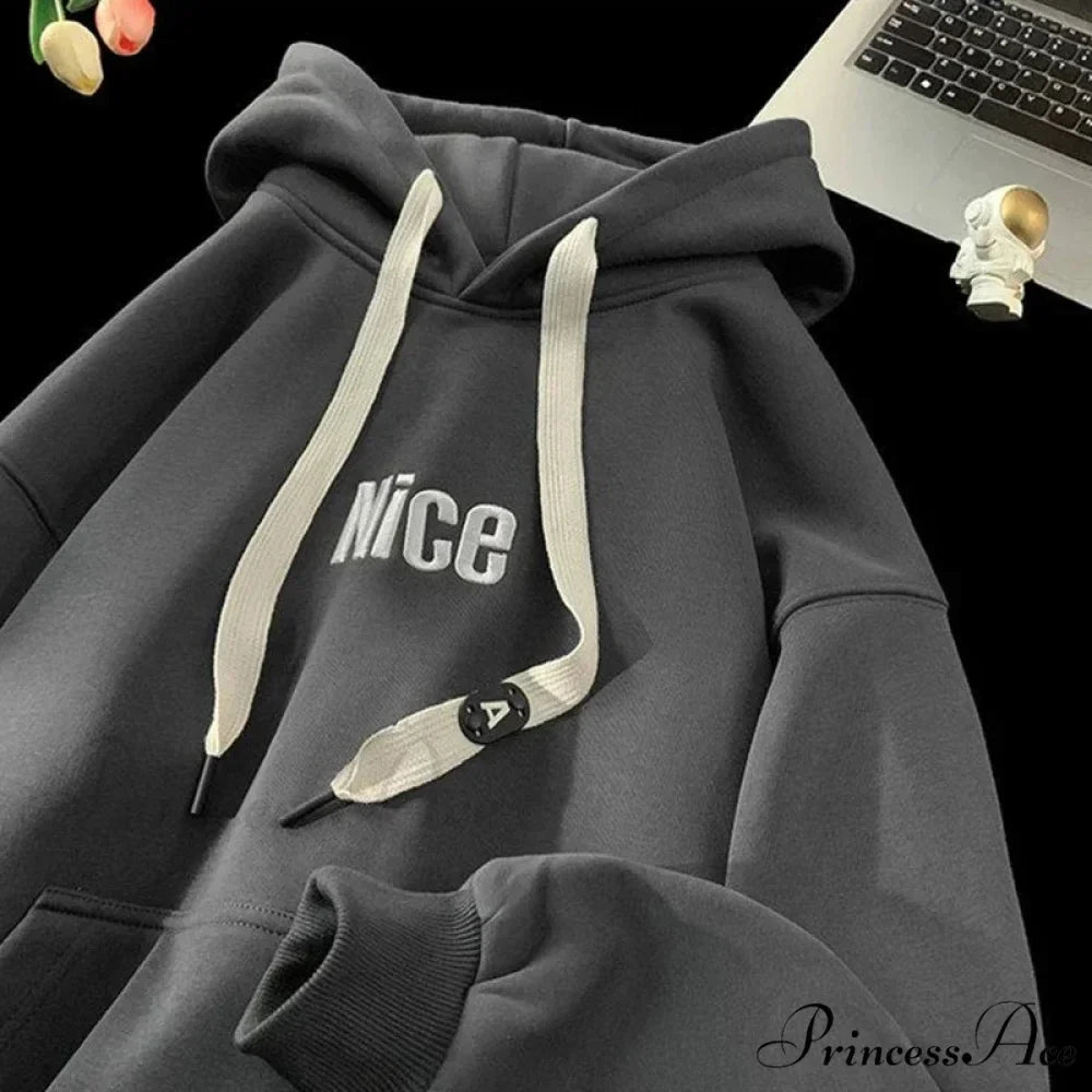 Pleasant Letter Print Cotton Fleece Hoodie