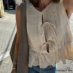 Pleated Carved Frill Crop Top