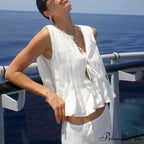 Pleated Carved Frill Crop Top