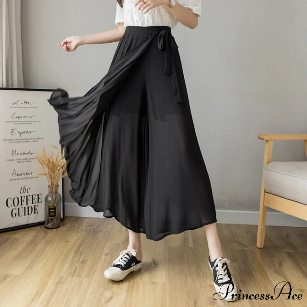 Pleated Chiffon Plus Size High Waist Skirt