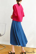 Pleated High Waist Skirt - Solid Color