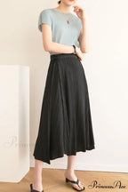 Pleated High Waist Skirt - Solid Color