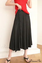 Pleated High Waist Skirt - Solid Color