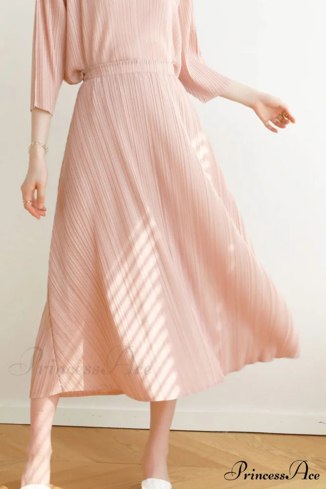 Pleated High Waist Skirt - Solid Color