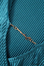 Pleated Lapel Mini Dress with Low Cut