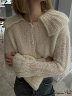 Pleated Lapel Patchwork 2000s Cardigan