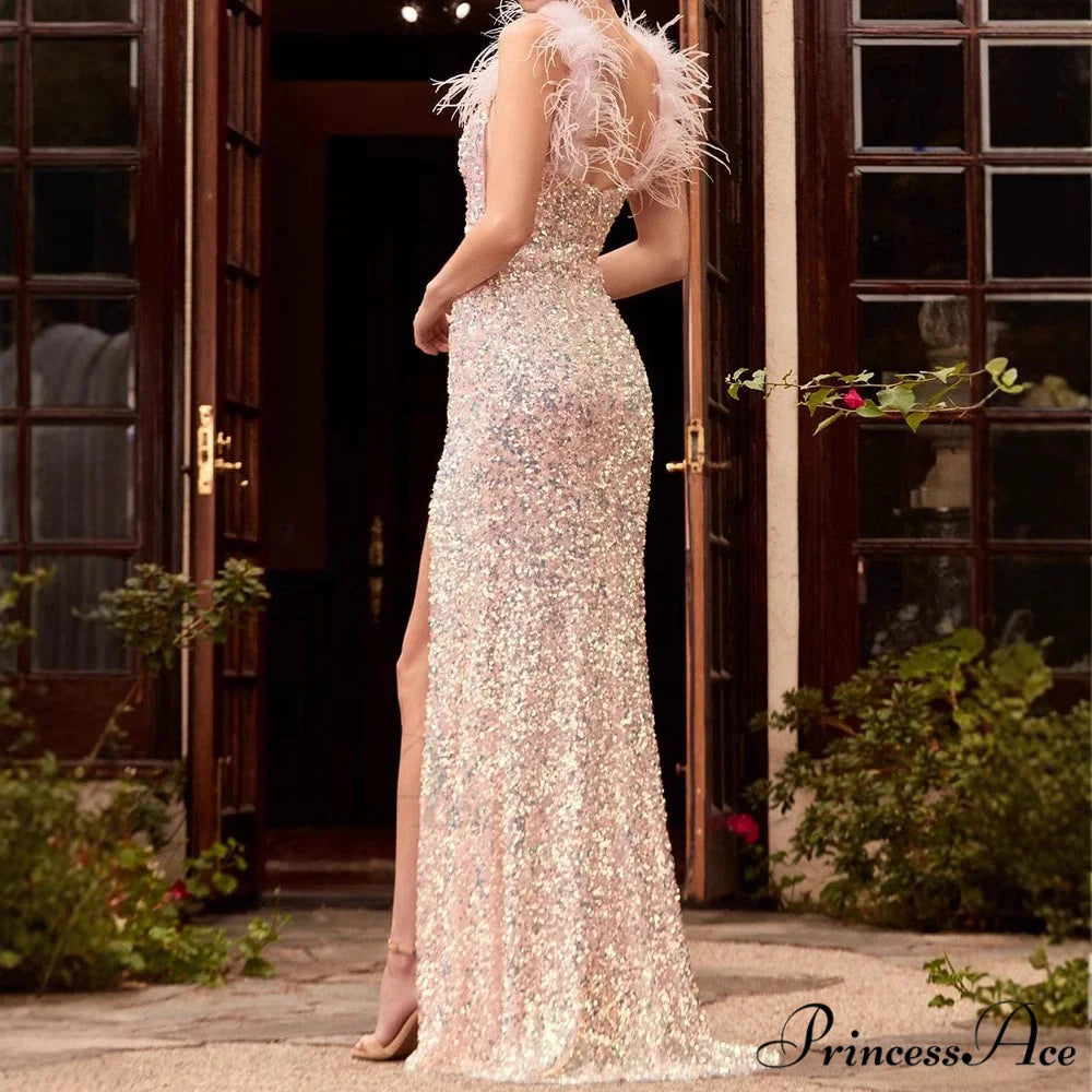 Plume Crimson Tall Waist Prom Gown