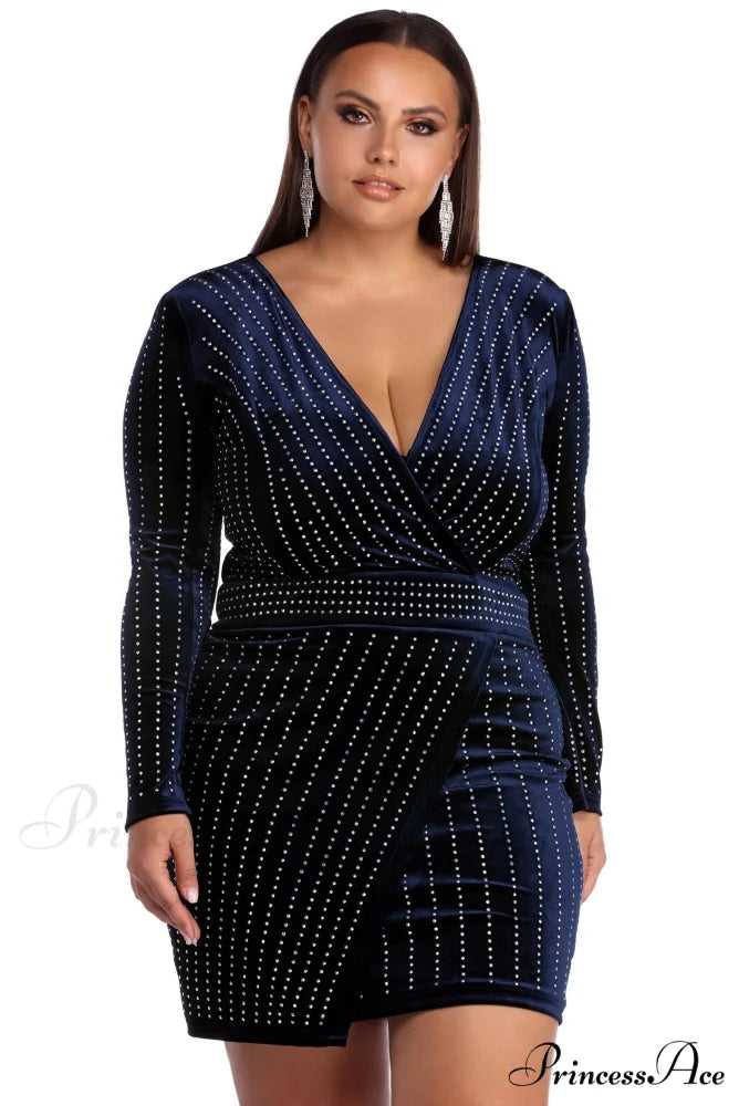 Plus Cassie Stylish Velvet Wrap Dress