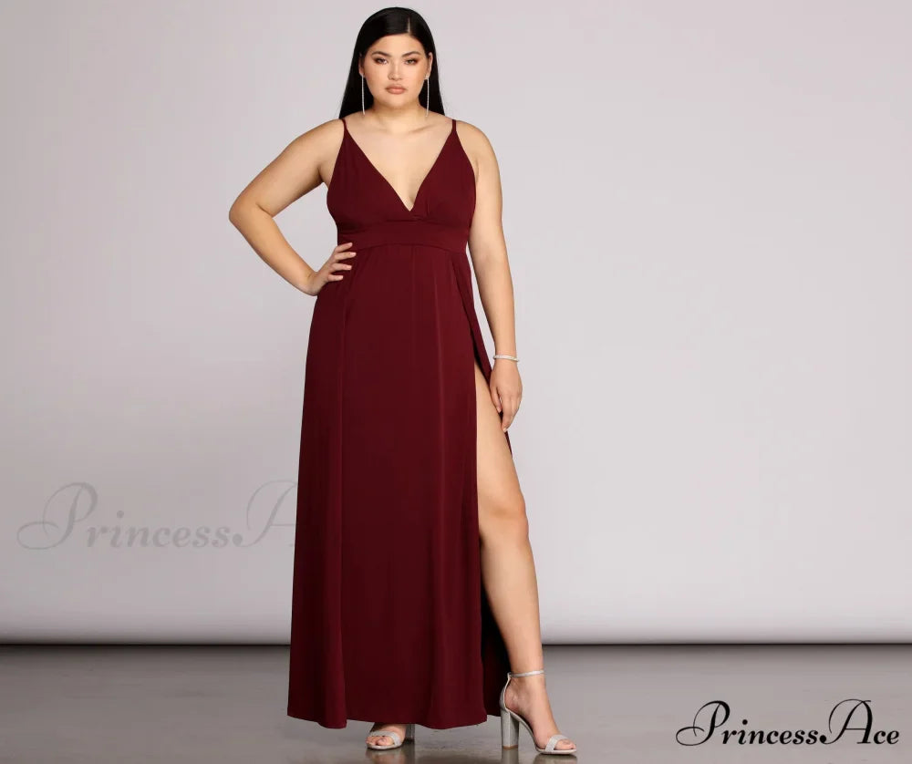 Plus Galilea Formal Charming High Slit Dress
