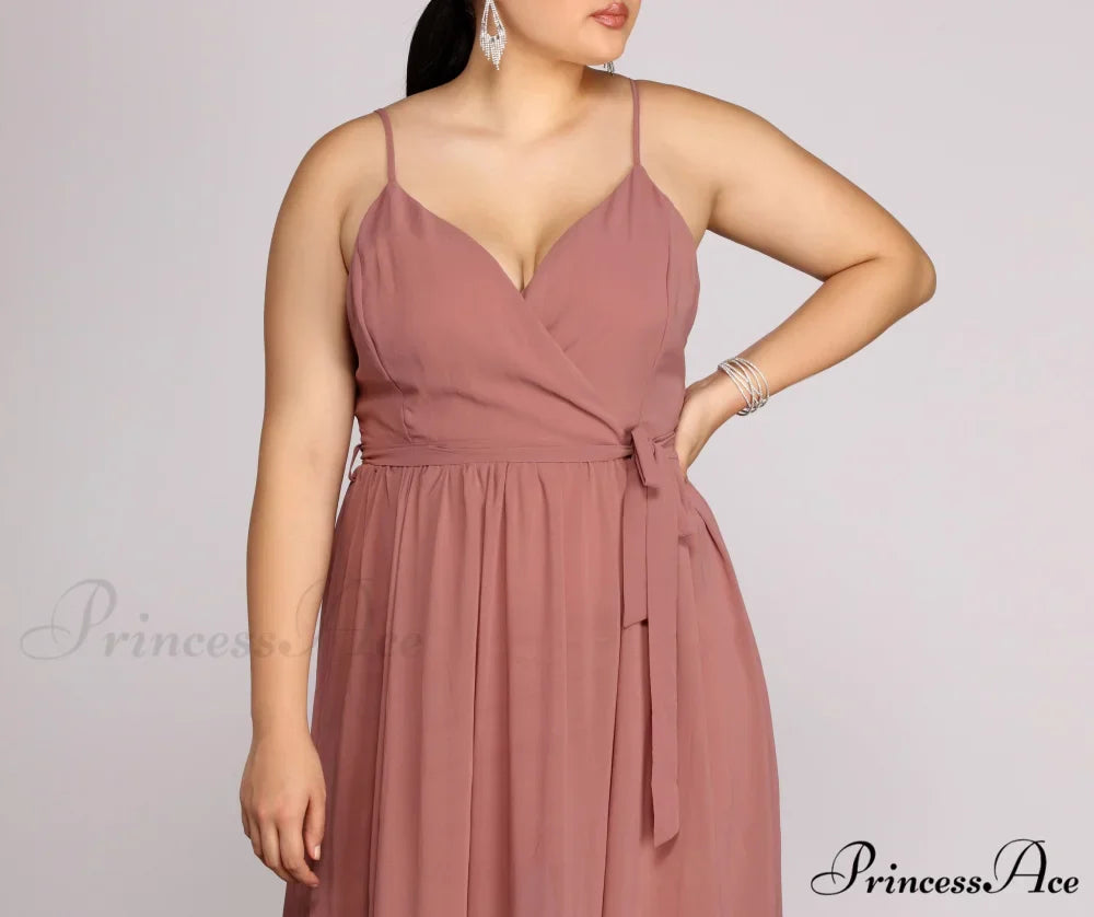 Plus Helena Formal Charming Sleeveless Chiffon Dress