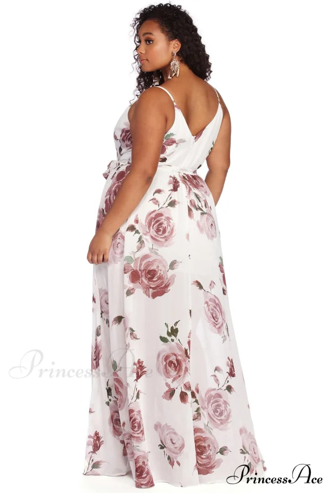 Plus Helena Formal Charming Sleeveless Chiffon Dress