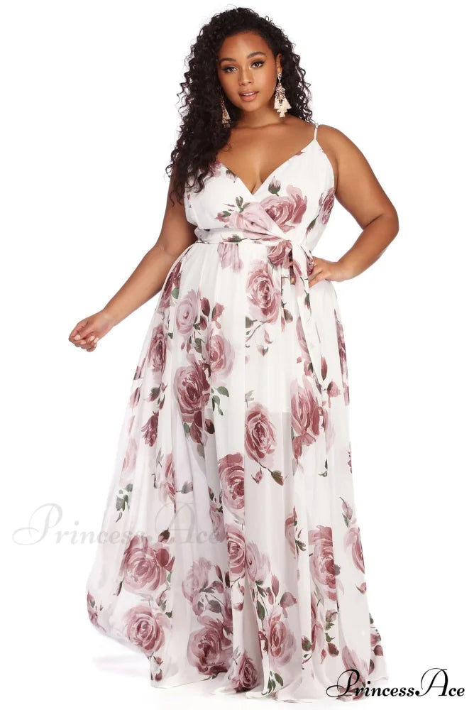 Plus Helena Formal Charming Sleeveless Chiffon Dress