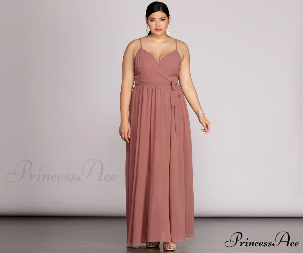 Plus Helena Formal Charming Sleeveless Chiffon Dress