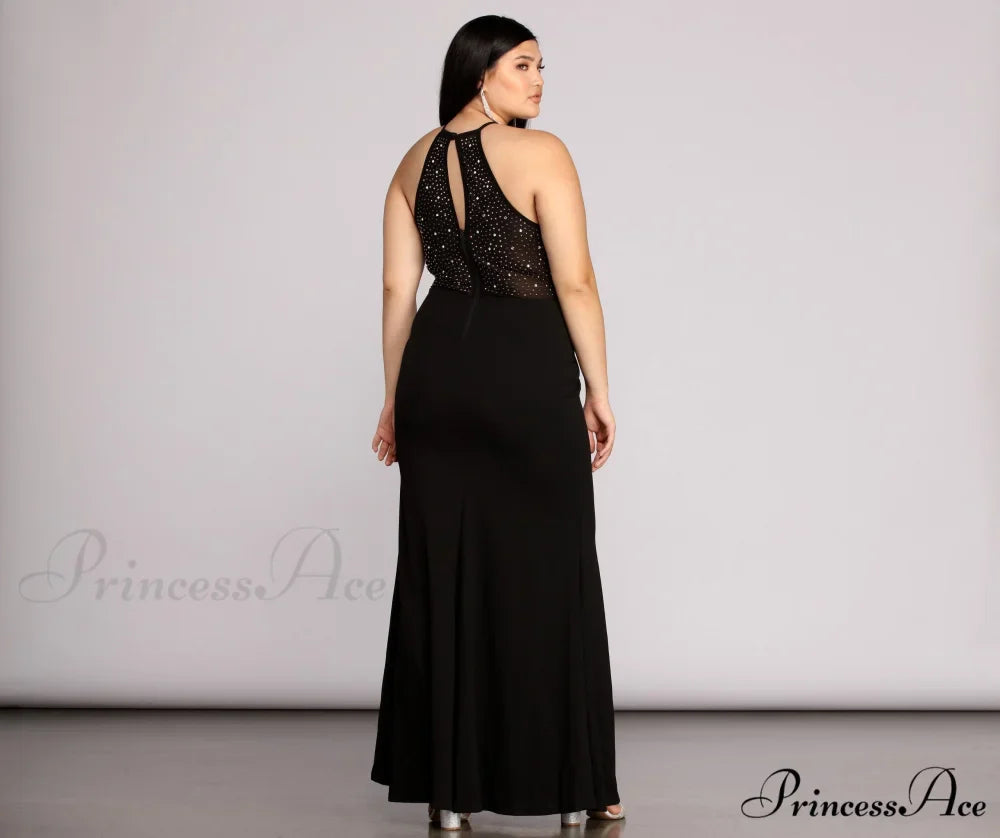 Plus Kacey Formal Charming Heat Stone Dress