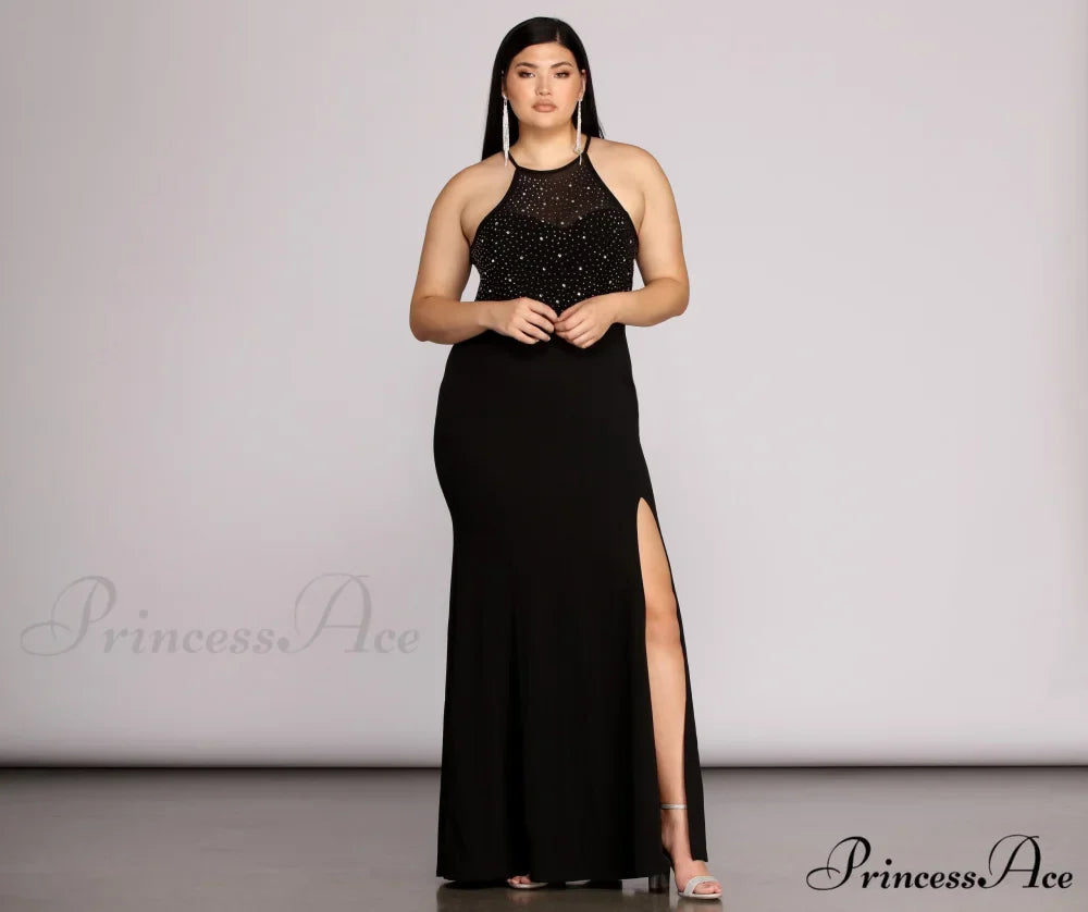 Plus Kacey Formal Charming Heat Stone Dress