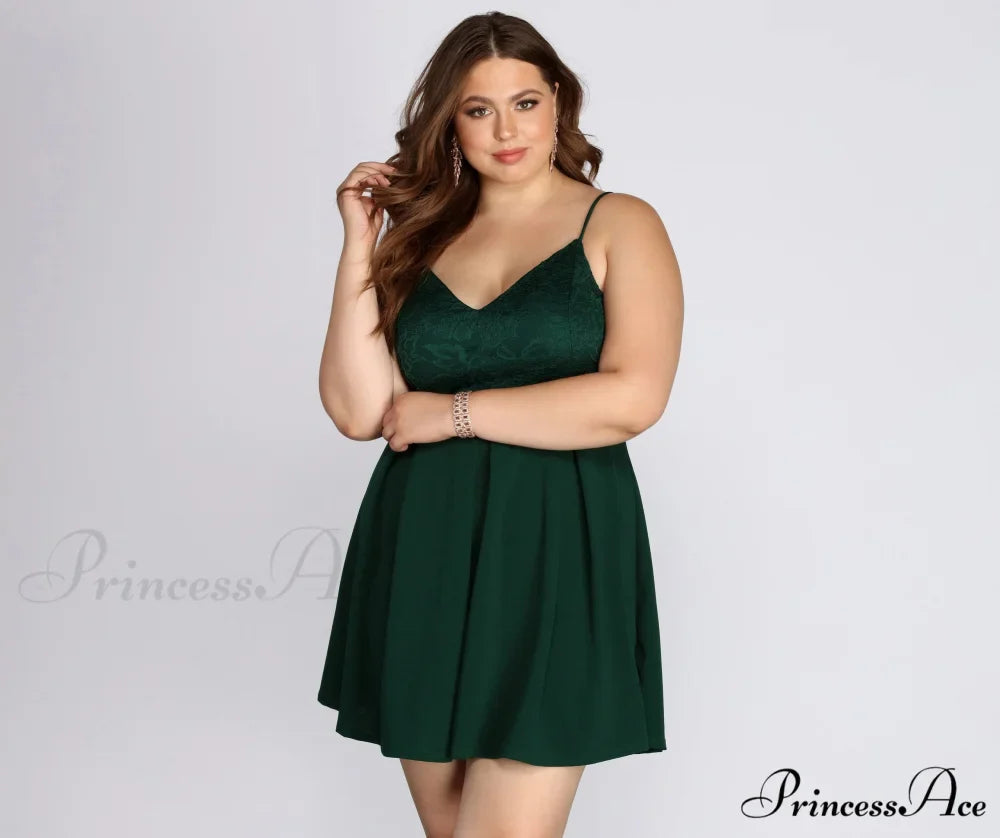 Plus Lace Stylish Appeal Skater Dress