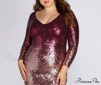Plus Ombre Stylish Sequin Dress