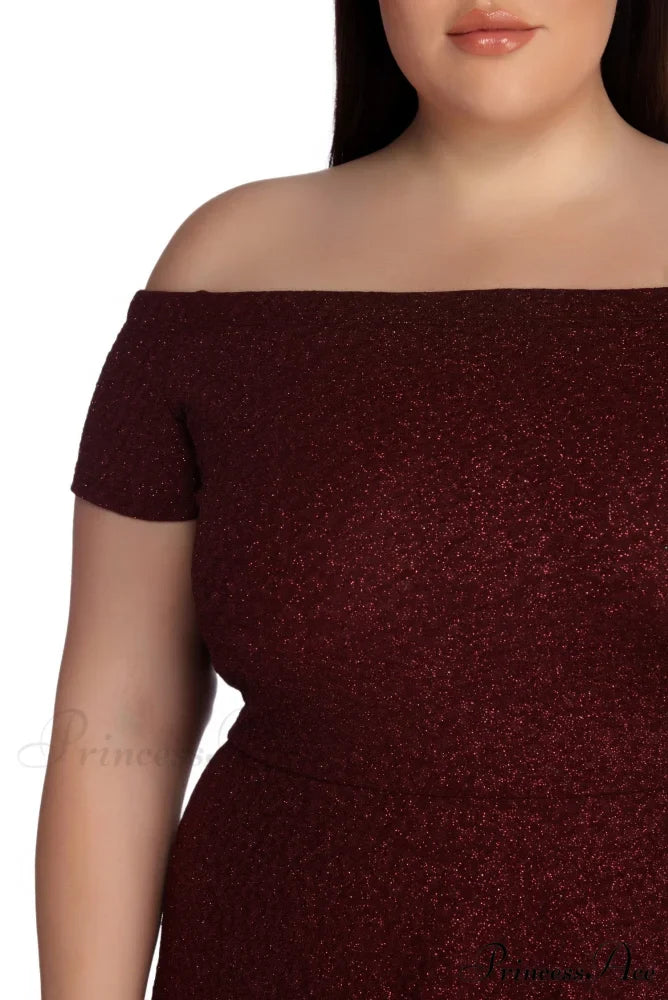 Plus Penelope Glitter Charming Formal High Low Dress