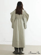 Plus Size Elegant Long Drawstring Waist Double Breasted Luxury Designer Stylish Coat