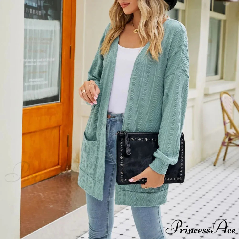 Plus Size Open Front Chunky Knit Cardigan