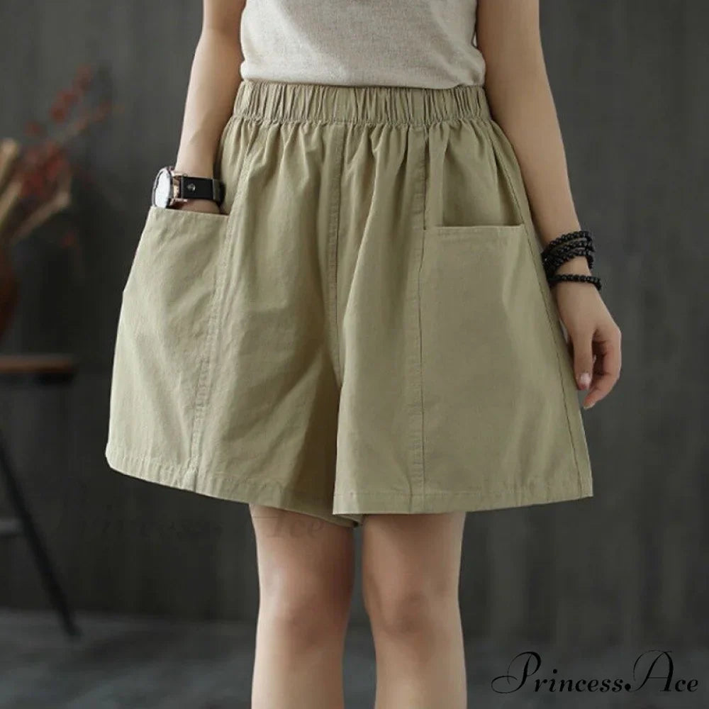 Plus Size Pocket Elastic High Waist Shorts