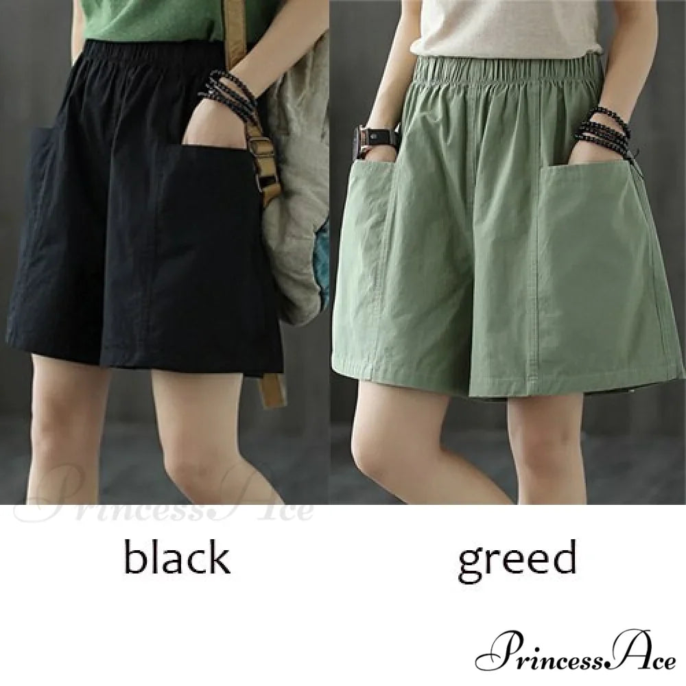 Plus Size Pocket Elastic High Waist Shorts