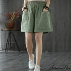 Plus Size Pocket Elastic High Waist Shorts