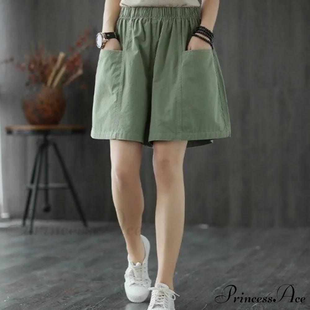 Plus Size Pocket Elastic High Waist Shorts