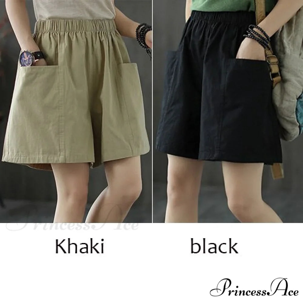 Plus Size Pocket Elastic High Waist Shorts