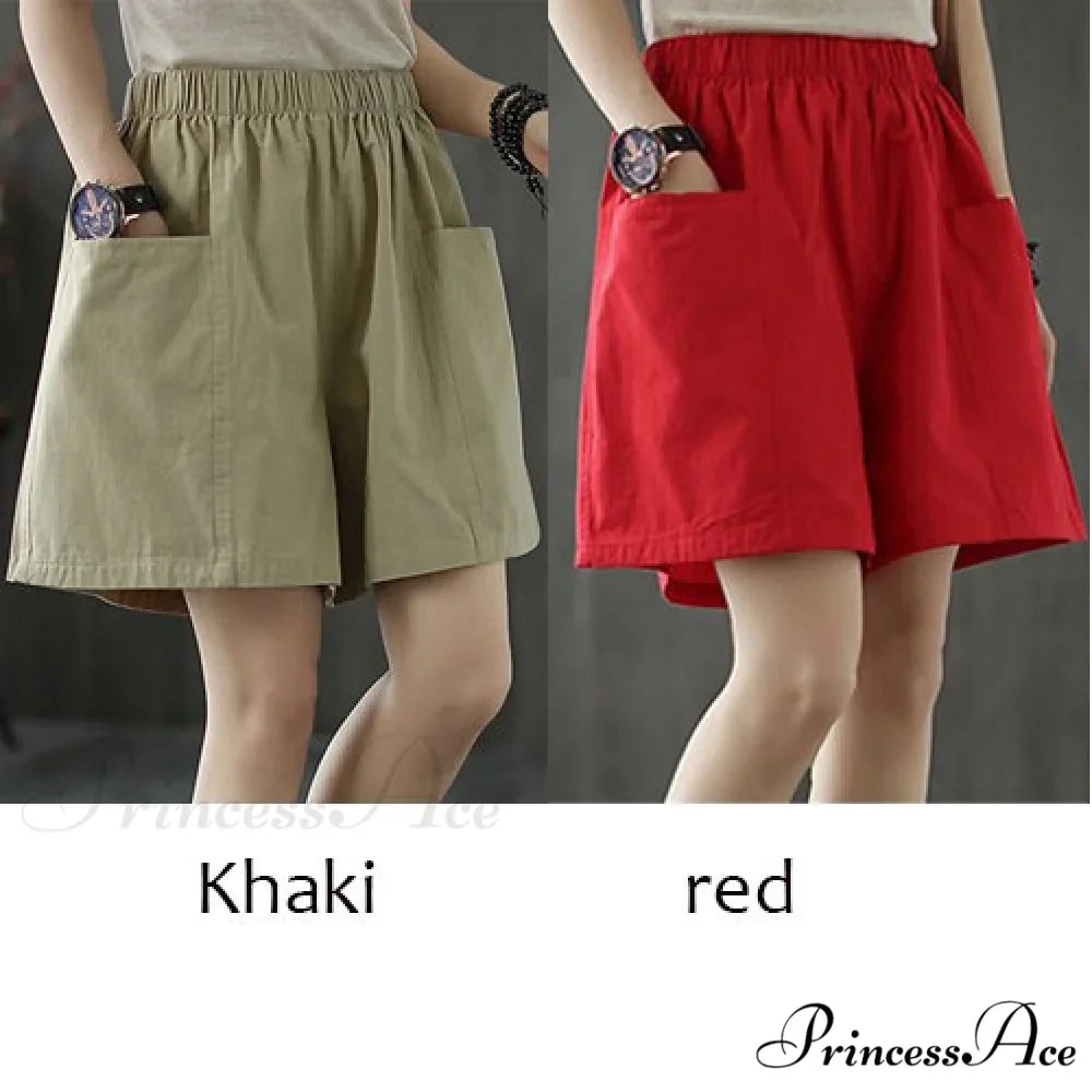 Plus Size Pocket Elastic High Waist Shorts