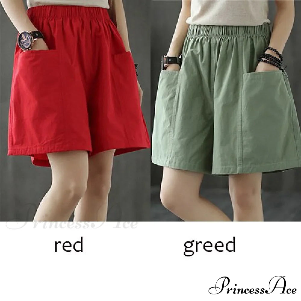 Plus Size Pocket Elastic High Waist Shorts