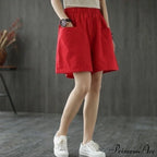 Plus Size Pocket Elastic High Waist Shorts